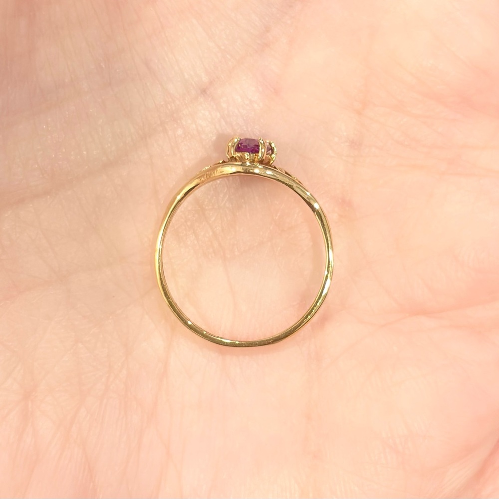 Vintage 10K Gold Lab Created Purple Sapphire Ring: Marquis Filigree Size 6.75 - Picture 9 of 12